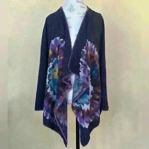 Mushka By Sienna Rose Floral Print Waterfall Open Cardigan Size Medium EUC! - Picture 3 of 8